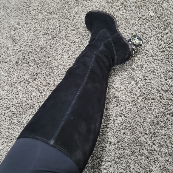 Coach Tea Rose Heeled Boot - Black size 8.5 - Picture 3 of 8